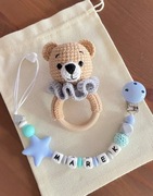 Zestaw: grzechotka + zawieszka na smoczek 