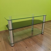 Stolik szklany RTV 96x53cm - szkło bezpieczne 2 półki