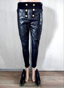 Czarne spodnie damskie z eko skóry, wysoki stan, XXL/44, Monday Premium