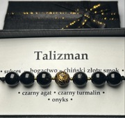 Bransoletka SUKCESU Ochrona Bogactwo Złoty Smok Talizman Czarny Turmalin