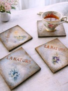 PODKŁADKI POD KUBEK/KAWĘ różne wzory drewno/kamień rękodzieło Vintage