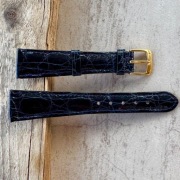 Pasek do zegarka męski skóra krokodyla 20mm vintage granat złota klamra 2