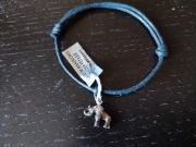 Granatowo szara bransoletka ze słoniem złoto 585 srebro 925 4,5g