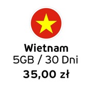 eSIM do Wietnamu | Internet 5 GB | 35 zł | Dostawa natychmiast