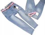 M.SARA SPODNIE JEANSOWE MOM FIT LUŹNIEJSZE NOGAWKI RÓŻOWE DODATKI 40 L