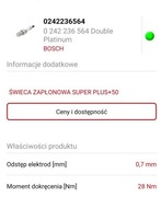 Świece Bosh double Platinum grupa vag 1.8t