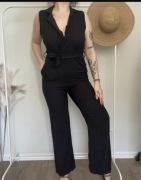 Kombinezon damski długi czarny elegancki nowy z wiskozy S 36 M 38