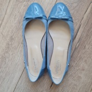 VENEZIA wygodne baleriny skóra lakier zamsz niebieskie rozmiar 38 jak Nowe