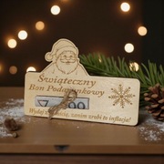 Świąteczny Bon Podarunkowy ze Sklejki 15x10 cm + Koperta EKO