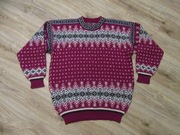 DALE OF NORWAY męski sweter bordo we wzory 100% wełna stan idealny_ XL