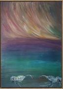 Duży oryginalny obraz akrylowy "Granicą jest bycie w drodze" z cert. aut.