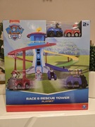 PSI PATROL ZESTAW Z WIEŻĄ I TOREM + 2 POJAZDY Z PIESKAMI POŚCIG I RATUNEK