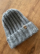 Szara czapka 100% wełna mix z Alpaka handmade