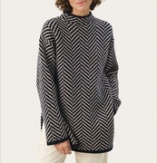 Długi luźny wełniany sweter Part Two XXL Na dole po boku rozcięcia