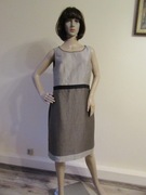 GERRY WEBER sukienka brązowo-beżowa lniana len gnieciony materiał _ L