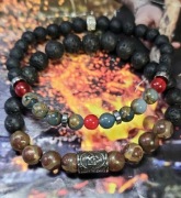 BRANSOLETKI DWIE SZTUKI RUNA TRIQUETRA STAL KAMIEŃ CLOISONNE LAWA  WYMIAR 