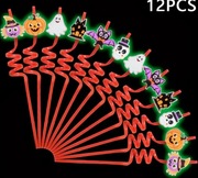 Czerwone kręcone słomki z gumową nakładką Halloween | świecące w ciemności