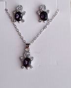 Komplet naszyjnik plus kolczyki żółwie fioletowy (2A)