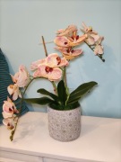 Storczyk sztuczny 2 pędowy w ceramicznej doniczce