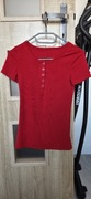Bluzka czerwona odpinany dekolt nowa xs 