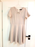 44XXL świąteczna szampańska sukienka złota biała kremowa krótkastylowa