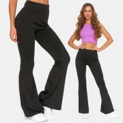 Legginsy Damskie z Rozszerzaną Nogawką Rozkloszowane Dzwony Czarne S