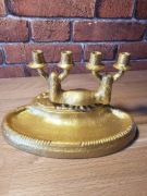 Vintage świecznik czteroramienny, metalowy w stylu Judaica.