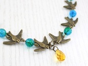 Native Bloom naszyjnik JASKÓŁKI vintage boho ptaki PIĘKNY PREZENT NA136