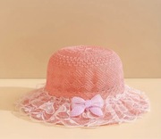 NOWY kapelusz na lato pomarańczowy dla dziecka z kokarda i falbanką słomian