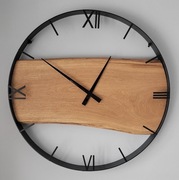 Dębowy zegar ścienny 60cm naturalne drewno. Loft, Rękodzieło Prezent