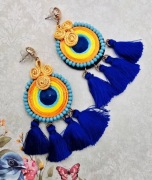 Boho kolczyki soutache sutasz chwosty frędzelki