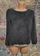 (L/40) Czarna gruba pluszowa bluza za ściągaczami