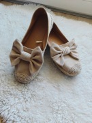 Beżowe espadryle z kokardą 37 | balletcore coquette