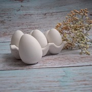 Dekoracja wielkanocna figurki jajka pisanki 6szt Białe Handmade rekodzieło