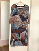 Sukienka midi modna wzory 48 4xl beż brąz plus size