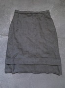 Czarno biała spódnica w pepitkę kokardka elegancka trapezowa retro vintage