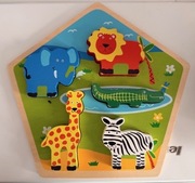 Drewniane puzzle z zwierzętami