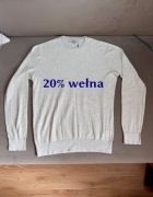 Sweterek męski, longsleeve 20% wełna, Henry Choice, r. L/M-nowy bez metki.