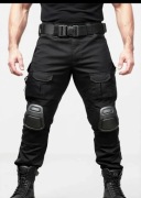 Czarne spodnie bojowe męskie z nakolannikami 