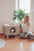 Pufa domek dla kota nowa beżowa 