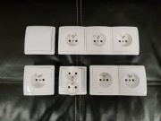 8x gniazdka Simon Basic Standard (6x pojedyncze 1x podwójne 1x IP44)