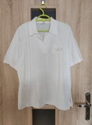 297 Biała koszulka na krótki rękaw z kołnierzykiem rozmiar M