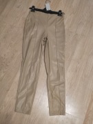 Spodnie eleganckie eko skóra beige XS