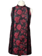 Sukienka mini French Connection S czarna bordowa kwiaty świąteczna wigilia