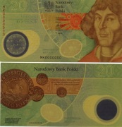 Banknot Pozłacany 20 zł. Mikołaj Kopernik 2022r.