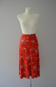 & Other Stories czerwona spódnica midi kwiaty róże french girl style 36 S