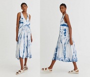 PULL&BEAR ombre niebieska biała tie dye NOWA suknia maxi S/36 