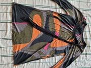 Sukienka kolorowa do kolan z długimi rękawami z wiskozy 38/40.