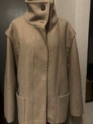 ZARA kurtka płaszcz trencz narzutka z wełną oversize beżowy duży