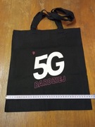 Torba bawełniana eko na zakupy 36/40cm czarna z nadrukiem 5G T-Mobile